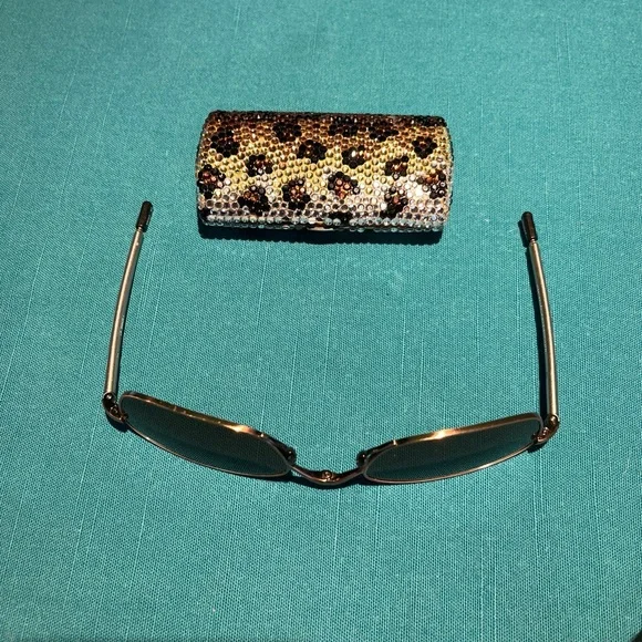 Swarovski crystal eyewear cases with glasses